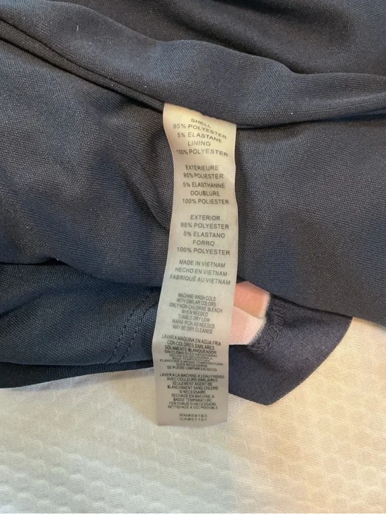 Patterned Navy Midi Dress with Coral and Blue Accents - Picture 5 of 5